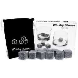 Coffret 3 pièces avec verre olfactif, flasque et pierres à whisky
