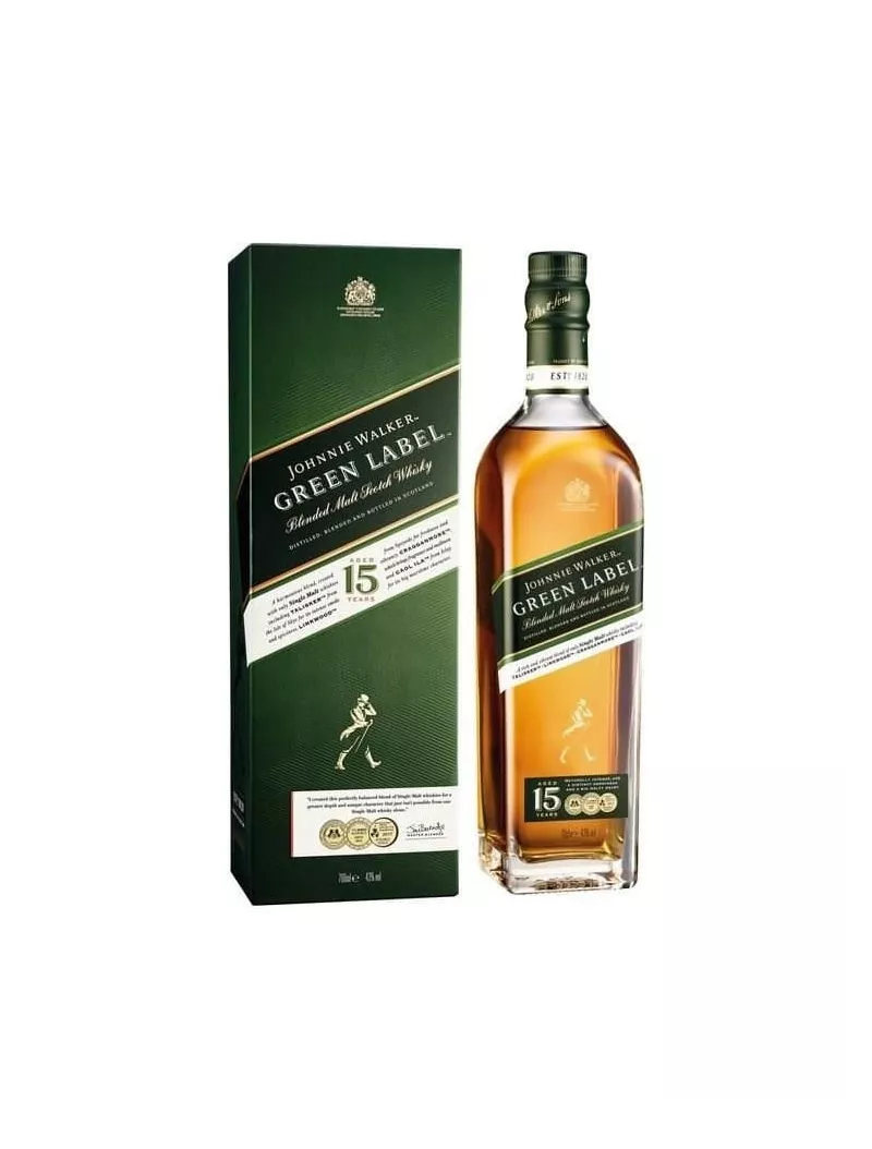 Whisky écossais Johnnie Walker 15 ans Green Label en étui Whisky écossais Johnnie Walker 15 ans Green Label en étui