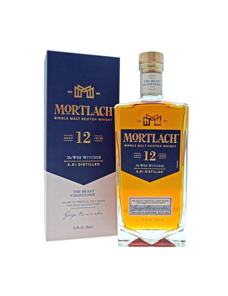 Whisky Mortlach 12 ans The Wee Witchie, single malt écossais, et son étui