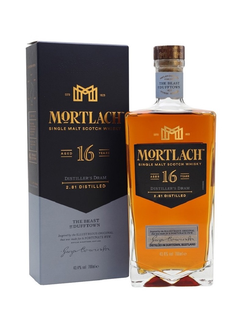 Whisky Mortlach 16 ans Distiller’s Dram 43,4% et son étui