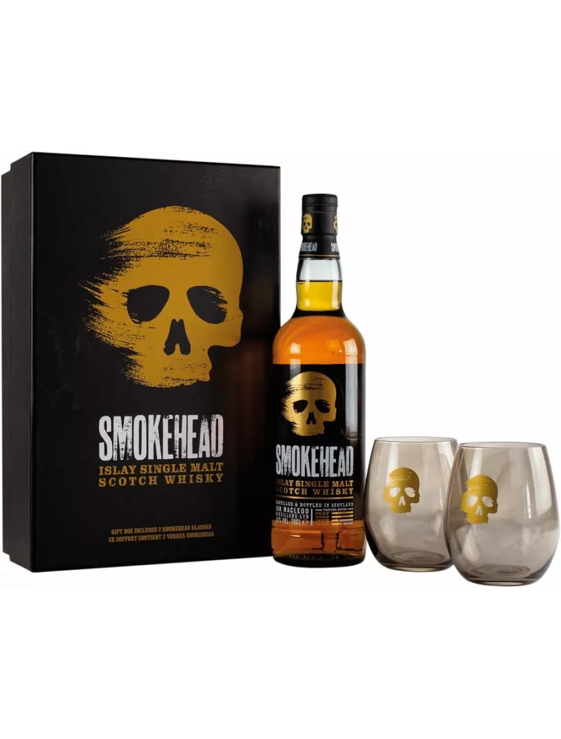 Whisky SMOKEHEAD box and 2 Tumbler glasses