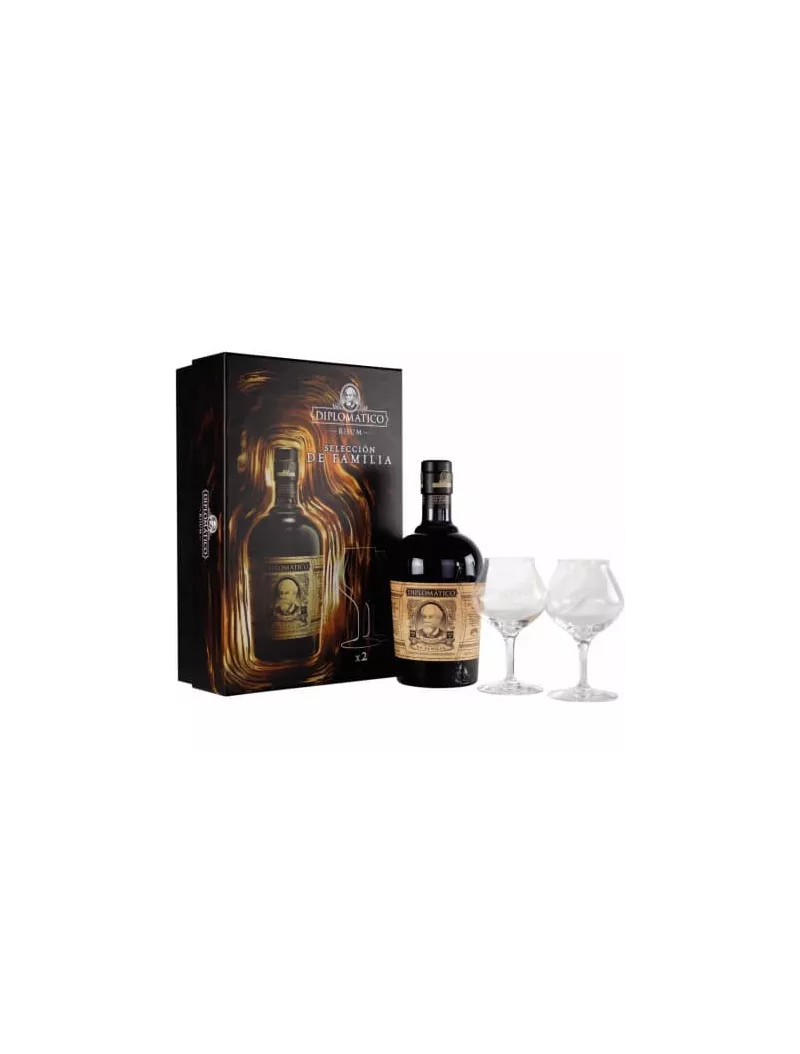 Rhum Gift box DIPLOMATICO Selección de Familia 43% - 2 glasses | Mon Whisky