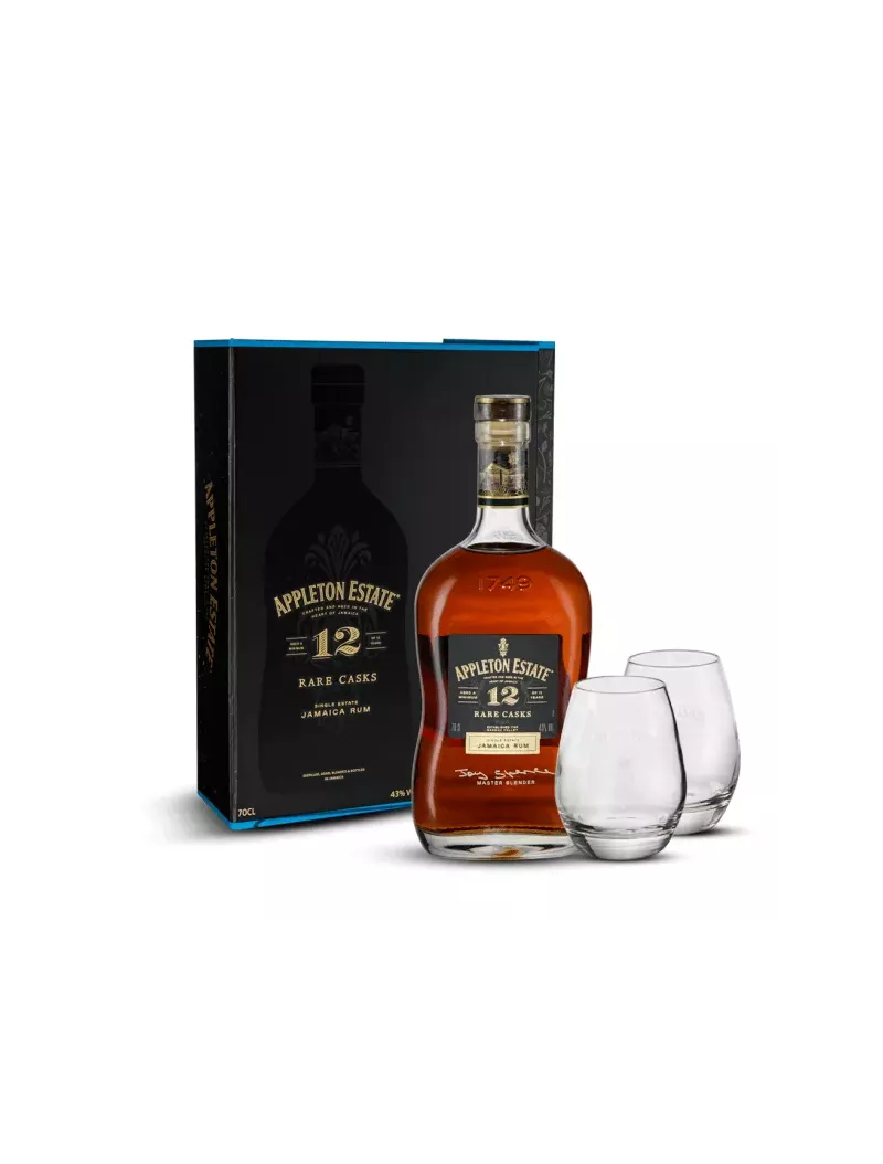 Coffret Appleton Estate Rare Casks 12 ans + 2 verres 43%