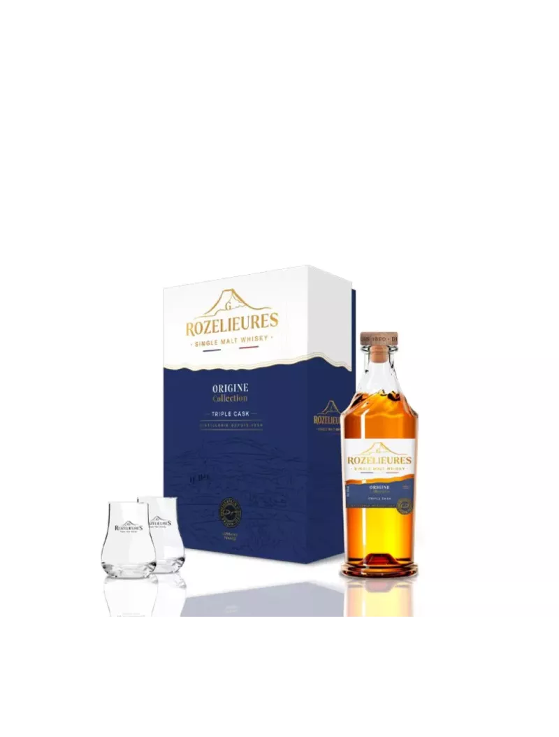 Coffret ROZELIEURES Origine Collection Triple Cask + 2 verres